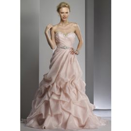 Eleganti abiti da sposa in organza drappeggiati rosa