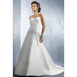 abito da sposa modesto senza maniche increspato lunghezza del pavimento