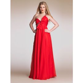 Petite una spalla Prom Dresses rosso lungo