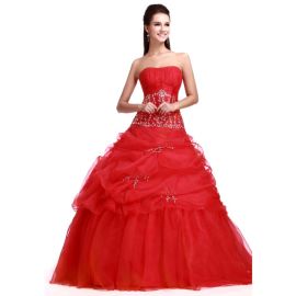 Eleganti abiti da ballo A-line rossi lunghi con drappeggi